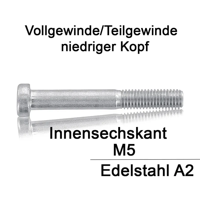 Zylinderschrauben DIN 7984 - M5 - Innensechskant - niedriger Kopf - A2 Jetzt Kaufen