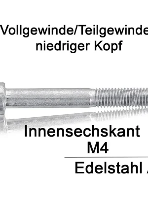 Zylinderschrauben DIN 7984 - M4 - Innensechskant - niedriger Kopf - A2 Angebot
