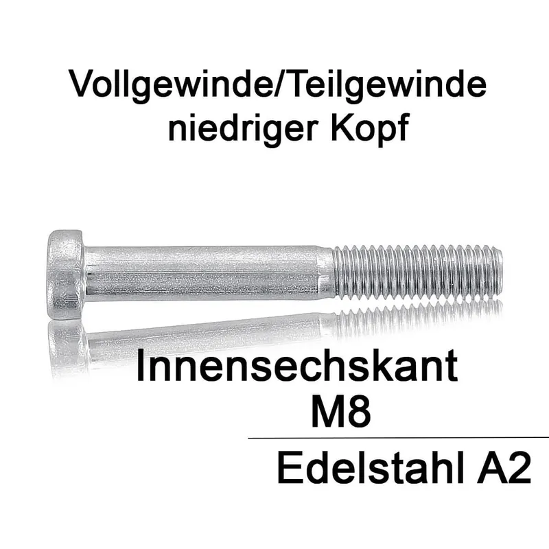 Zylinderschrauben DIN 7984 - M8 - Innensechskant - niedriger Kopf - A2 Nur Heute