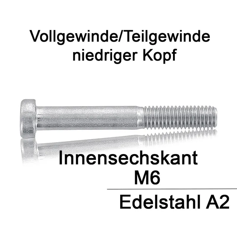 Zylinderschrauben DIN 7984 - M6x55 - niedriger Kopf - Innensechskant - A2 - 100 Stück Letzte Chance