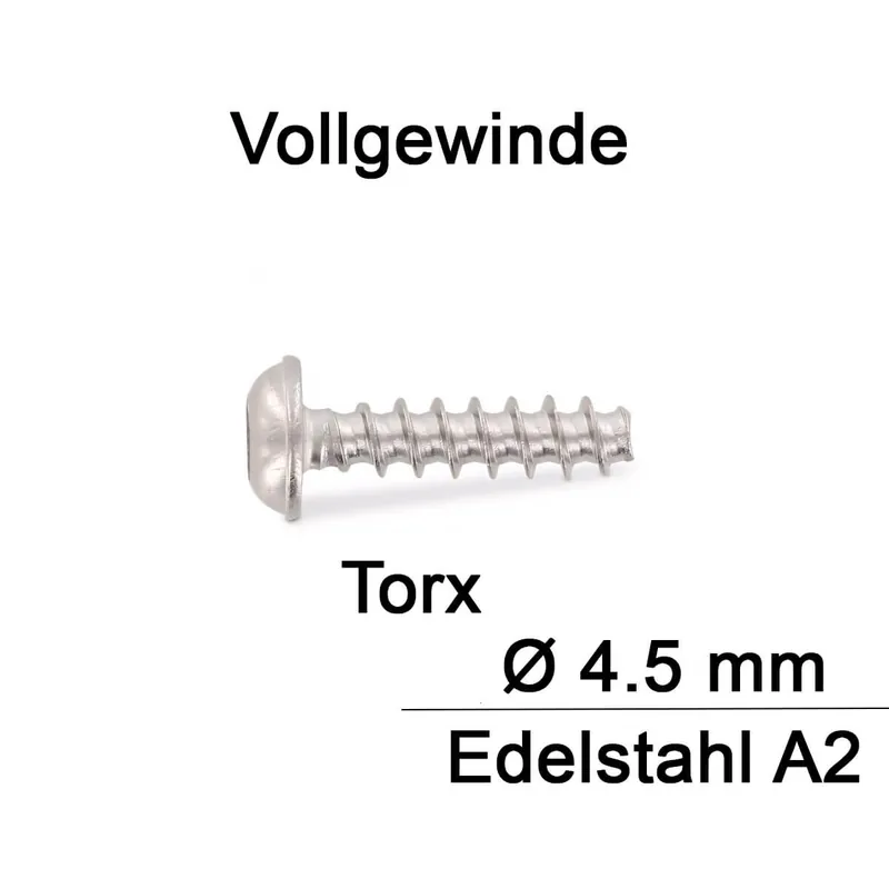 Letzte Chance Rundkopfschrauben für Thermoplaste mit Flansch - 4,5x20 - A2 - TX - 500 Stück