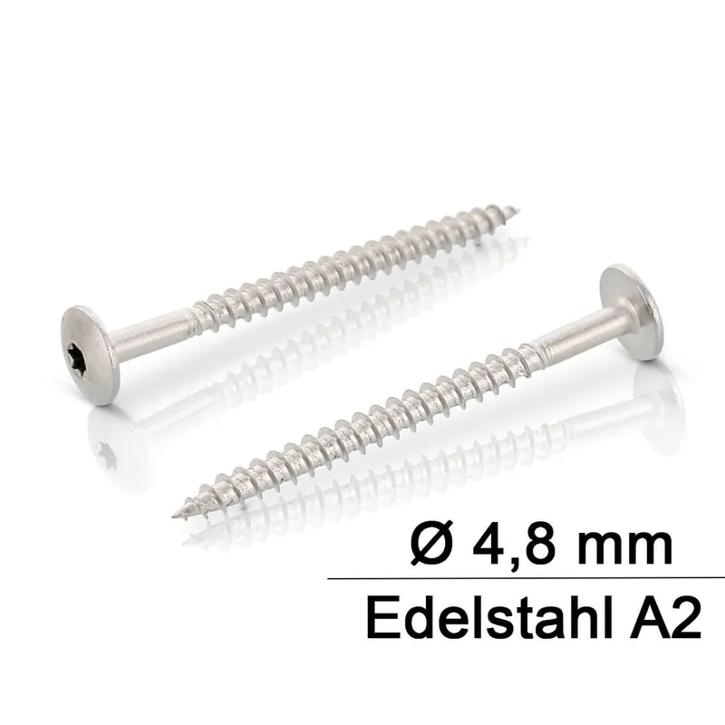 Trespo Flachrundkopf-Holzschrauben - A4 - 4,8x60 - TX20 - 100 Stück Super-Preis