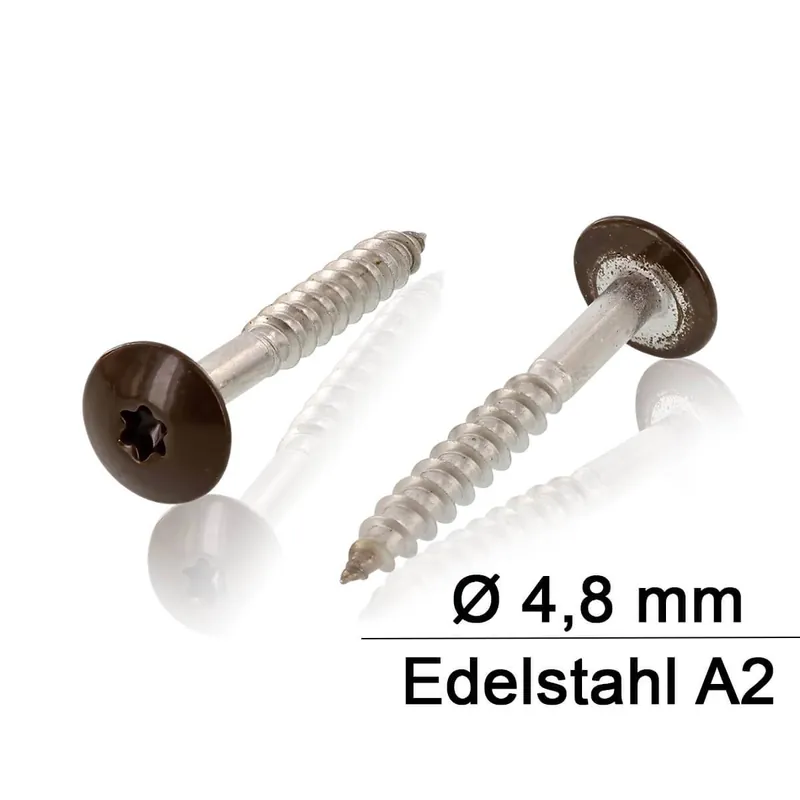 Trespo Flachrundkopf-Holzschrauben - Sepiabraun RAL 8014 - 4,8x60 - A2 - TX20 - 100 Stück Online Kaufen