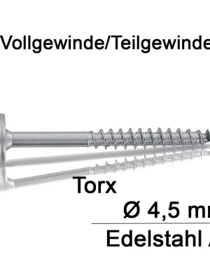 Angebot Holzbauschrauben - Ø 4,5 mm - Tellerkopf - TX - Schneidkerbe - A2