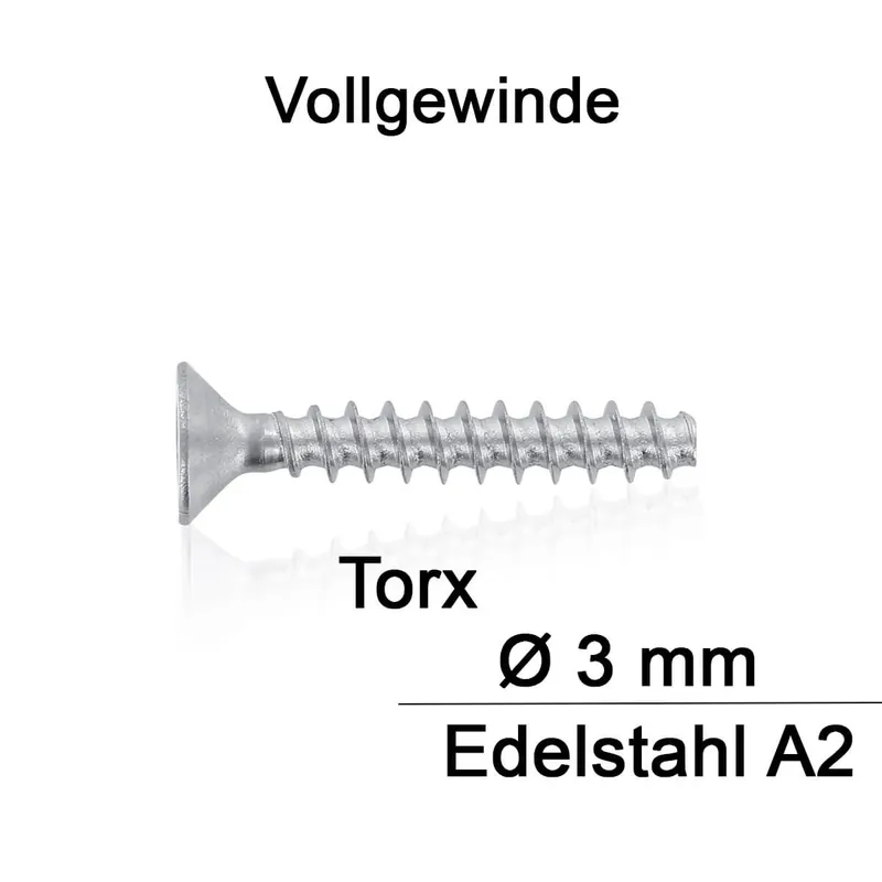Aktuell Kunststofffurchende Senkkopfschraube - Torx - A2 - 3x25 - 500 Stück