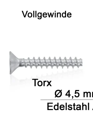 Aktuell Kunststofffurchende Senkkopfschraube - Torx - A2 - 4,5x16 - 500 Stück