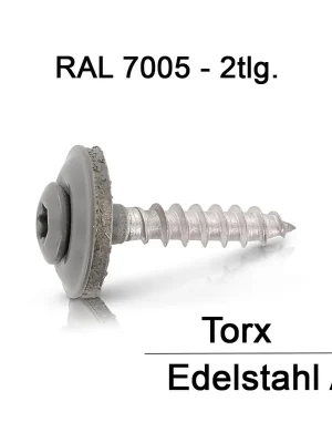 Abverkauf Spenglerschraube RAL 7005 Mausgrau 4.5 mm A2 TX 2tlg. mit Dichtscheibe 15 mm