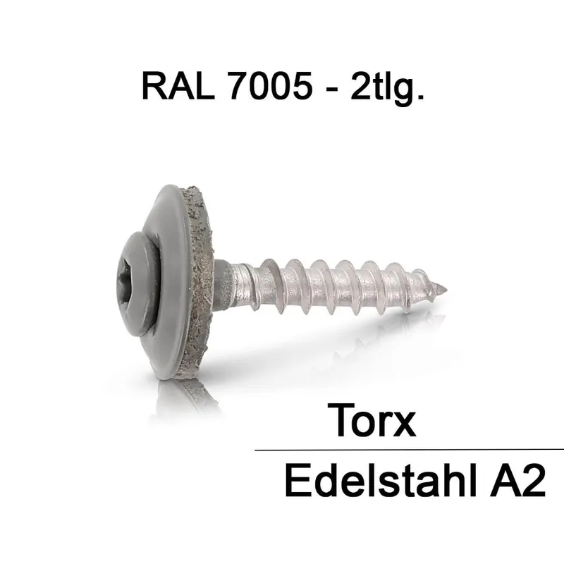 Abverkauf Spenglerschraube RAL 7005 Mausgrau 4.5 mm A2 TX 2tlg. mit Dichtscheibe 15 mm