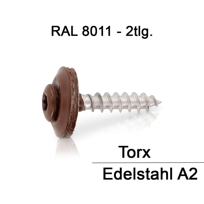 Super-Preis Spenglerschraube RAL 8011 Nussbraun 4.5 mm A2 TX 2tlg. mit Dichtscheibe 15 mm