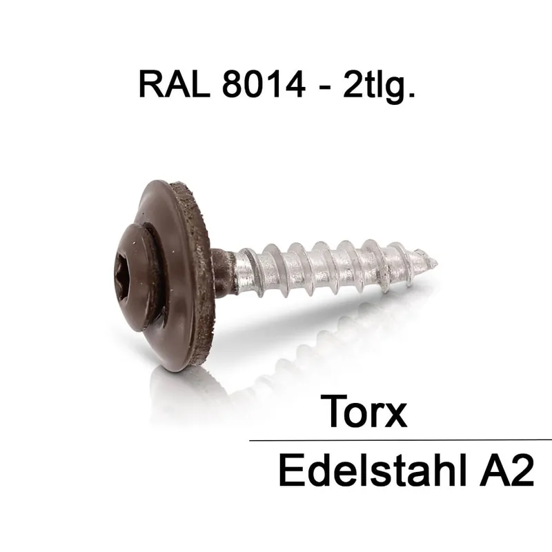 Angebot Spenglerschraube - RAL 8014 Sepiabraun 4.5x35 A2 TX 2tlg. mit Dichtscheibe 15 mm - 200 Stück