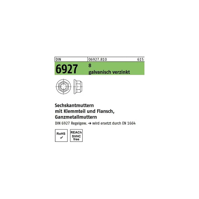 Angebot DIN 6927 Sechskantmuttern mit Flansch - verzinkt