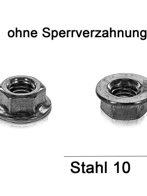Abverkauf Flanschmutter DIN 6923 - M12 - Stahl 10 - 250 Stück