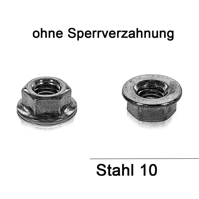 Abverkauf Flanschmutter DIN 6923 - M12 - Stahl 10 - 250 Stück