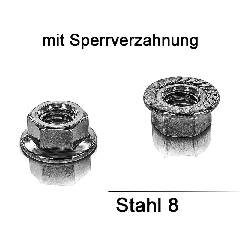 DIN 6923 Flanschmutter - Stahl 8 - mV - M10 - 500 Stück Schneller Versand