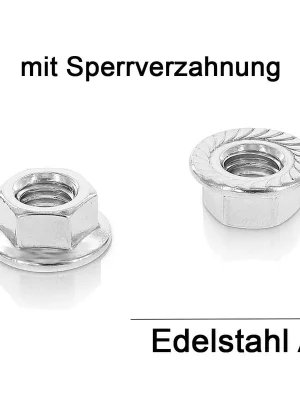 ~DIN 6923 A 4 Sperrzahn Sechskantmuttern mit Flansch und Sperrverzahnung - Abmessung M 8 (500 Stück) Sonderaktion