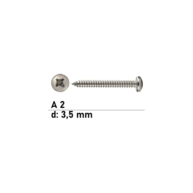 Blechschraube - ISO 7049 / DIN 7981 - 3,5x9,5 - Linsenkopf - PH - C - A2 - 1000 Stück Mega-Angebot