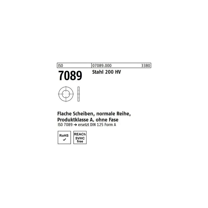 Mega-Angebot ISO 7089 flache Scheiben Stahl 200HV 18mm 100St.