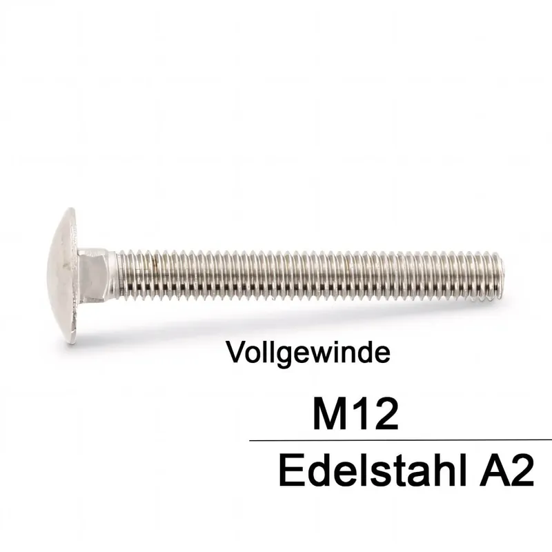 Aktuell DIN 603 Schlossschrauben A2 - M12x55/55 - Vollgewinde - 50 Stück
