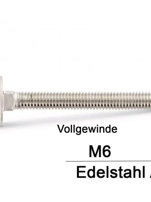Beliebt DIN 603 Schlossschrauben A2 - M6x80/80 - Vollgewinde - 100 Stück