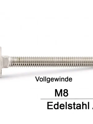 DIN 603 Schlossschrauben A2 - M8x100/100 - Vollgewinde - 50 Stück Rabatt