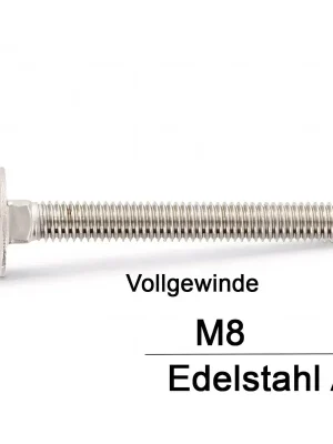 DIN 603 Schlossschrauben A2 - M8x140/140 - Vollgewinde - 50 Stück Neuheit