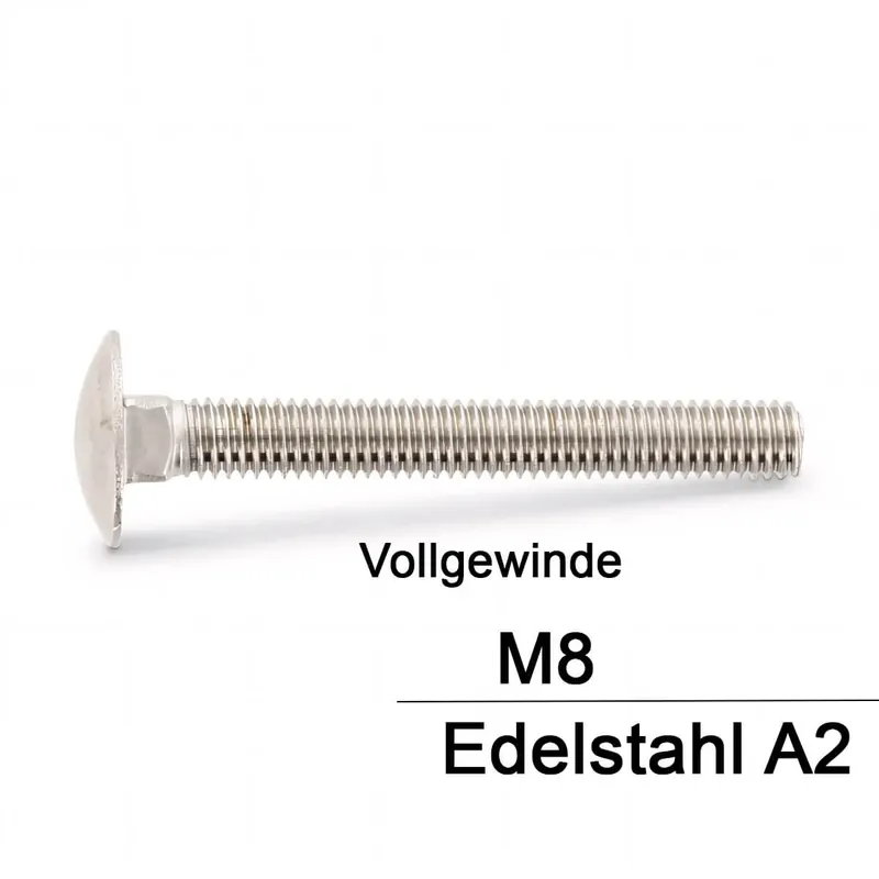 DIN 603 Schlossschrauben A2 - M8x45/45 - Vollgewinde - 100 Stück Top-Angebot