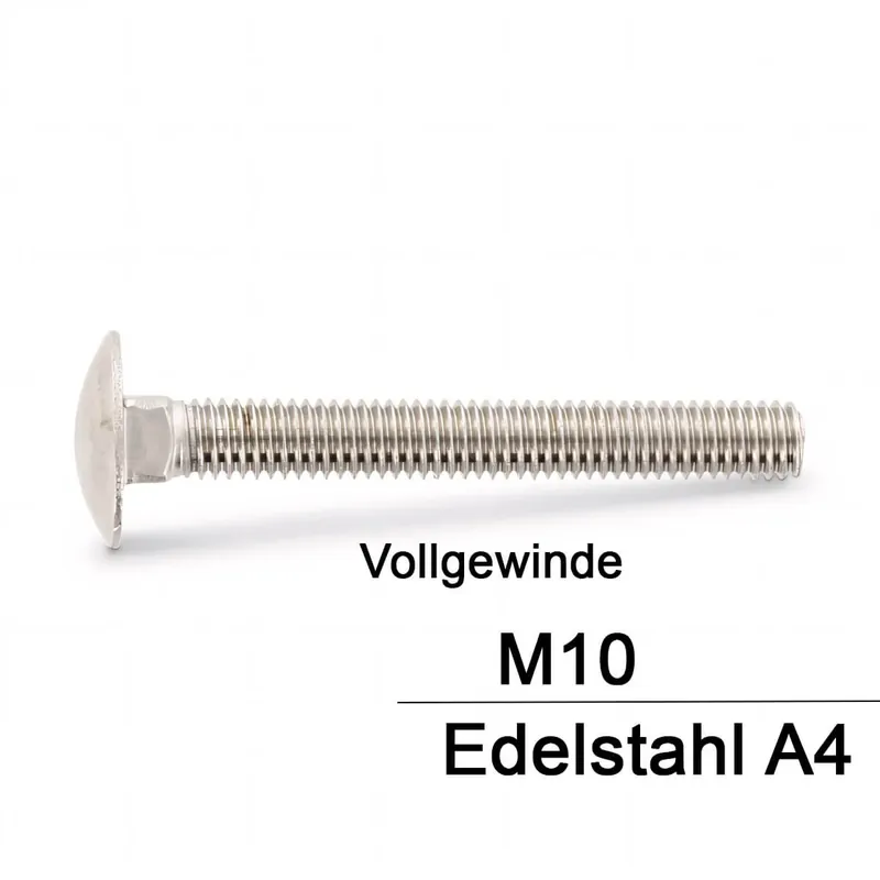Schneller Versand DIN 603 Schlossschraube A4 - VG - M10x120/120 - 50 Stück