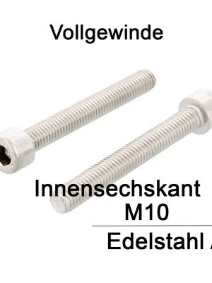 Zylinderschrauben ISO 4762 (DIN 912) – M10x70 – Innensechskant – Vollgewinde – Edelstahl A2 – 50 Stück – S&P Schneller Versand