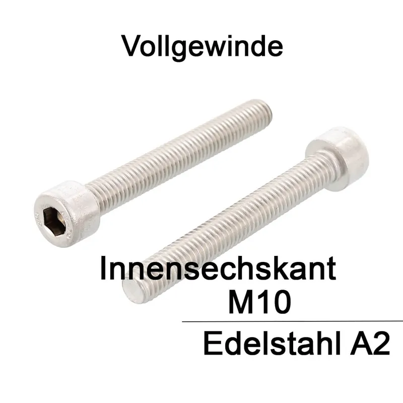Zylinderschrauben ISO 4762 (DIN 912) – M10x70 – Innensechskant – Vollgewinde – Edelstahl A2 – 50 Stück – S&P Schneller Versand