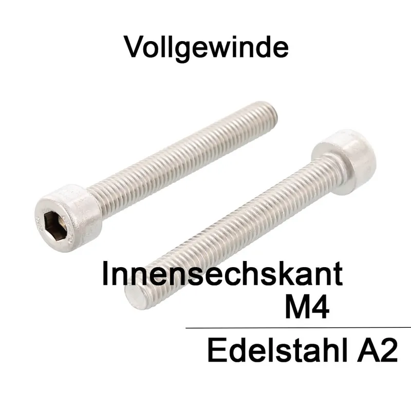 Abverkauf Zylinderschraube ISO 4762 (DIN 912) – M4x18 – Innensechskant – Vollgewinde – Edelstahl A2 – 1000 Stück – S&P