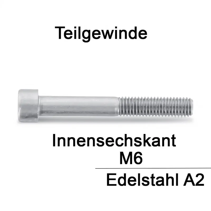 Zylinderschrauben ISO 4762 (=DIN 912) - M6x190 - Innensechskant - Teilgewinde - A2 - 100 Stück Neu