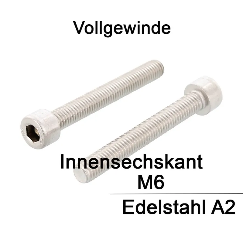 Zylinderschrauben ISO 4762 (=DIN 912) - M6x50 - Innensechskant - Vollgewinde - A2 - 100 Stück Top-Preis