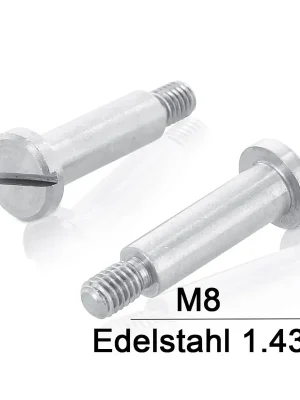 Aktuell Flachkopfschrauben DIN 923 – M8×16 – mit Schlitz und Ansatz – Edelstahl A1 – 50 Stück