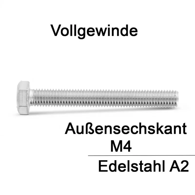 Abverkauf Sechskantschrauben DIN 933 - M4x10 - Vollgewinde - A2 - 1000 Stück