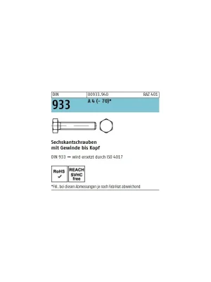 Abverkauf DIN 933 - Sechskantschraube A4 - Vollgewinde - M2x4 - 1000 Stück