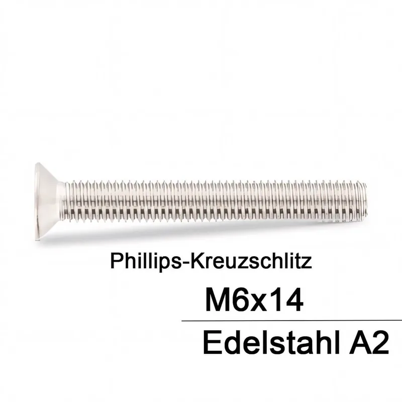 Schneller Versand DIN 965 Senkkopfschraube A2 - M6x14 - 500 Stück