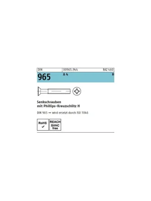 Abverkauf DIN 965 A4 M 3X16 H Senkschrauben mit Kreuzschlitz - 500 Stück