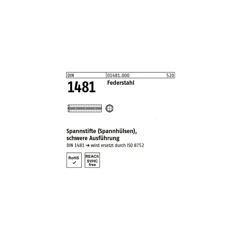 Markenprodukt DIN 1481 Spannhülse Federstahl 6x55 250St.