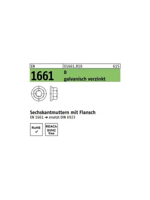 Jetzt Kaufen Flanschmutter - DIN-EN1661 - M4 - verzinkt8 - 1000 Stück