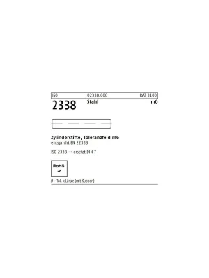 Abverkauf ISO 2338 9S20K 1,5 m6 x 8 -- 1000 Stück