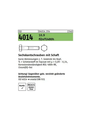 Billig ISO 4014 6KT-Schrauben Stahl 10.9 Zinklamellenbeschichtung M24x230 1St.