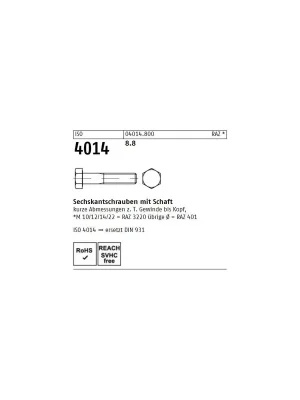 Abverkauf ISO 4014 6KT-Schrauben Stahl 8.8 M3x30 500St.