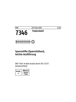 Abverkauf DIN 7346 Spannstifte (Spannhülsen) Federstahl 6x22 100St.