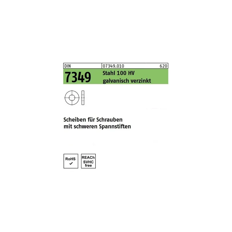 Saisonangebot DIN 7349 Stahl galv.verz.gelb chrom.C Scheiben f. Schrauben m. schweren Spannstiften Abmessung 8,4x21x4 (500 Stück)