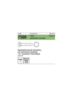 Abverkauf DIN 7500 Gewindefurchende Schrauben Form D Stahl verzinkt 5x35 1000St.