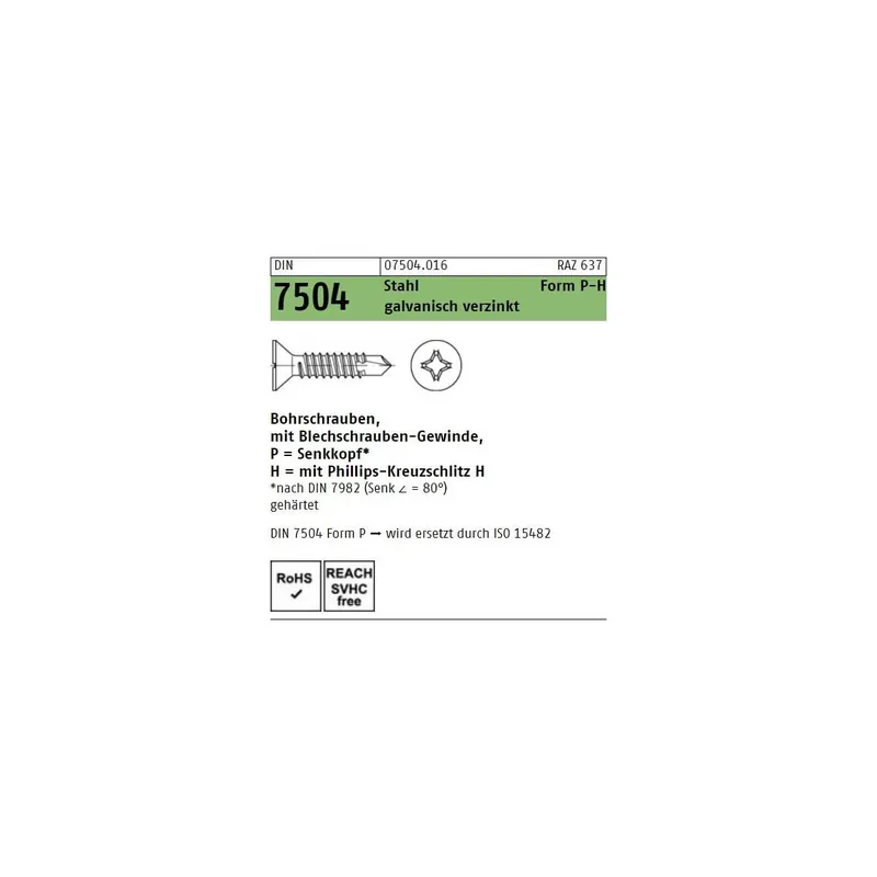 DIN 7504 Bohrschraube - Form O - verzinkt - PH - 3,9x13 - 1000 Stück Schnäppchen