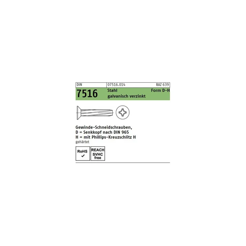 DIN 7516 Schneidschrauben Form D Stahl verzinkt 4x25 1000St. Günstig