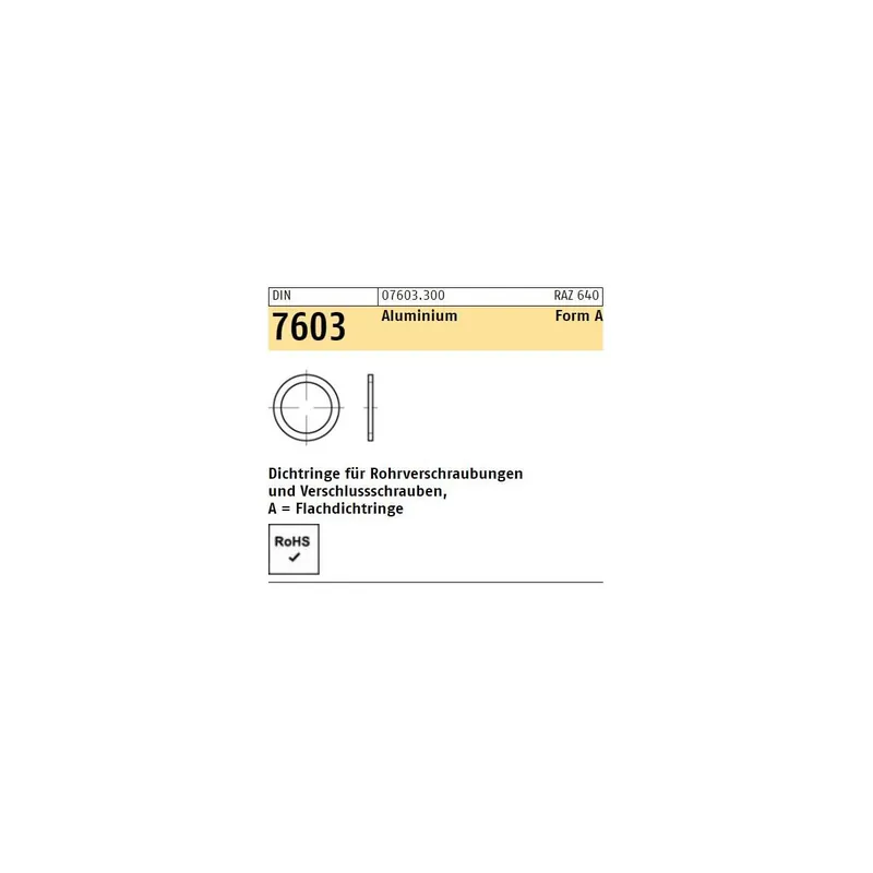 DIN 7603A Dichtring Form A Aluminium 16x20x1,5 100St. Geprüft