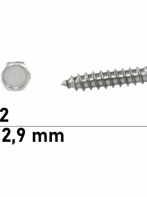 Blechschraube DIN 7976 - ISO 1479 - 2,9x13 mm - Sechskant - Form C - A2 - 1000 Stück Letzte Chance