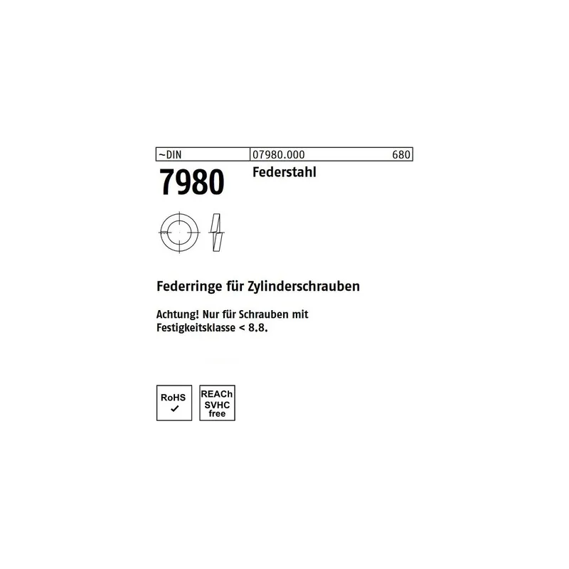 Nur Für Kurze Zeit Federringe DIN 7980 - M3 - für Zylinderschrauben - Federstahl blank - 1000 Stück